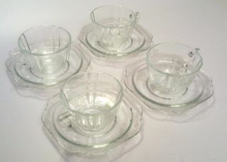 Indiana Federal Madrid Light Green/yellow Set Of 4 Cup & Saucer