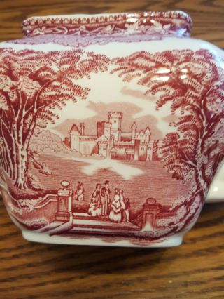 Masons Pink Vista square Gadroon Teapot with Lid - 7