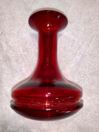 Vintage Blenko Art Glass Ruby Red Vase 7 Inches Tall