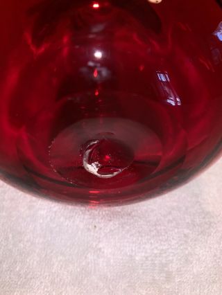 VINTAGE BLENKO ART GLASS RUBY RED VASE 7 INCHES TALL 2