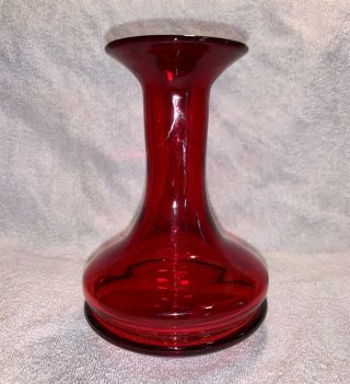 VINTAGE BLENKO ART GLASS RUBY RED VASE 7 INCHES TALL 3