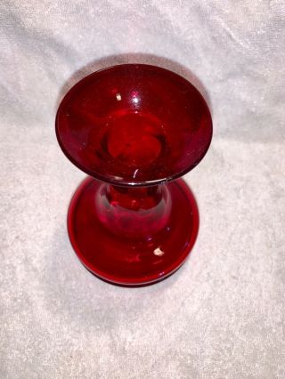 VINTAGE BLENKO ART GLASS RUBY RED VASE 7 INCHES TALL 4