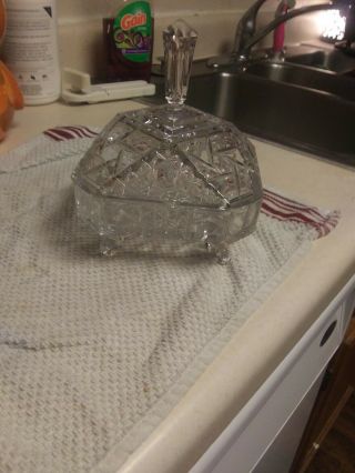 Heavy Glass Crystal Jar Dish With Lid Great Design For Candy And More