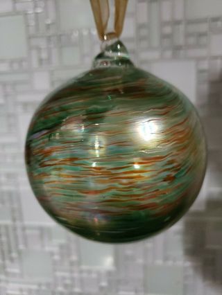 Blown Glass Round Ornament Multi Colored 11.  5inches