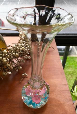 Vintage 1979 Maude And Bob St Clair Multi - Colored Flower Paperweight Bud Vase