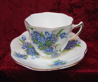 Vtg Collectible Clare Teacup And Saucer W/forget - Me - Nots Made In England