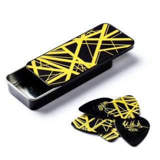 Eddie Van Halen Guitar Picks Tin Evh Black Yellow Stripes Dunlop Max Grip Vh2
