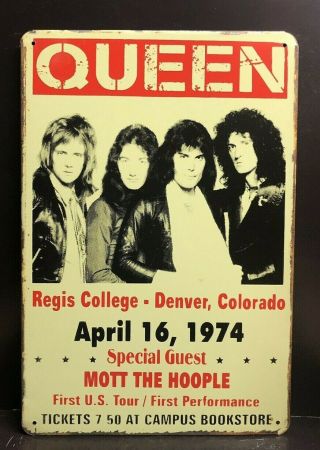 Queen First Us Tour 1974 Concert Poster Vintage Style Metal Sign 20x30 Cm