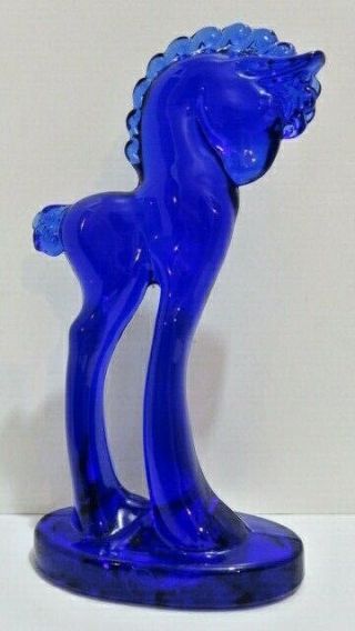 Mosser Blue Colbalt Glass Grecian Trojan Horse Pony Figurine 5 1/2 W Sticker