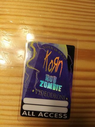 Korn / Rob Zombie Videodrone Tour Laminate All Access Blue Backstage Pass Perri