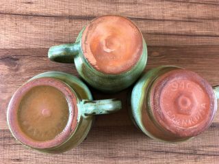 Vintage Frankoma Pottery 94C Wagon Wheel Coffee Mug Cup Set of 3 Green 5
