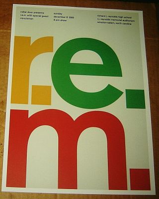R.  E.  M.  Rock Concert Poster Swiss Punk Graphic Pop Art Reynolds High Nc 10x14