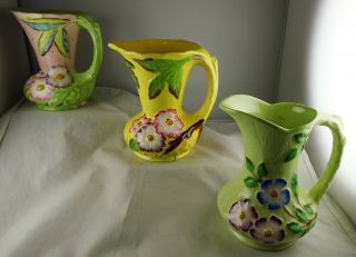 3 James Kent Floral Hand Painted Cream Pitchers 2974 Annette 4010 Wild Rose 5032
