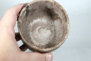 Arts Crafts McCarty Gold Fleck Ringed Round Art Pottery Tea Bowl 5