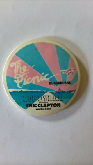 Rare Bob Dylan The Picnic Blackbushe 1978 Large Metal Pin Badge Vg