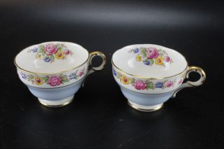 12pc Set Antique Adderley / Melba Bone China Floral Tea Cups & Saucers 3