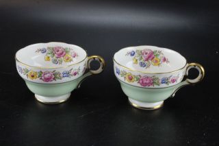 12pc Set Antique Adderley / Melba Bone China Floral Tea Cups & Saucers 5