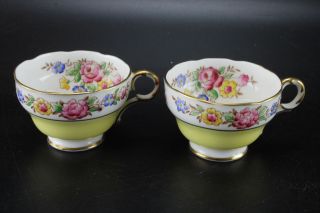 12pc Set Antique Adderley / Melba Bone China Floral Tea Cups & Saucers 7
