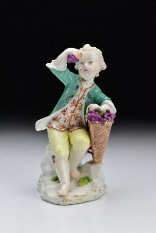 German Marcolini Period Meissen Porcelain Figurine Boy Or Young Man With Grapes