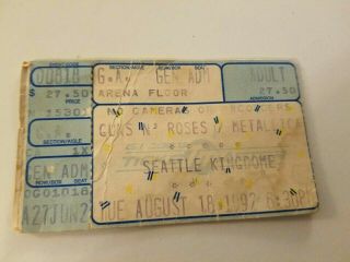 Guns N Roses Metallica Concert Ticket Stub 1992 Vintage Seattle Kingdome