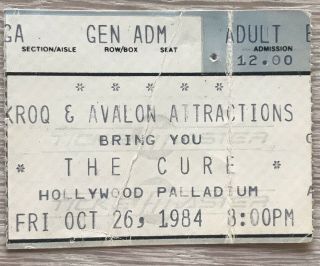The Cure Concert Ticket Hollywood Palladium October 26th 1984