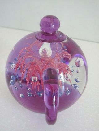 Paperweight Teapot Purple Pink Dynasty Gallery Heirloom Collectible w Jellyfish 2