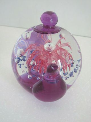 Paperweight Teapot Purple Pink Dynasty Gallery Heirloom Collectible w Jellyfish 4