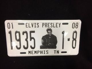 Elvis Presley 1935 License Plate The King Memphis White Metal Standard