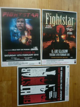 Fightstar Live Music Memorabilia - Scottish Tour Concert Show Gig Posters X 3