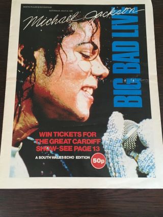 Michael Jackson 1988 Bad Tour South Wales Edition Promotional Newspaper