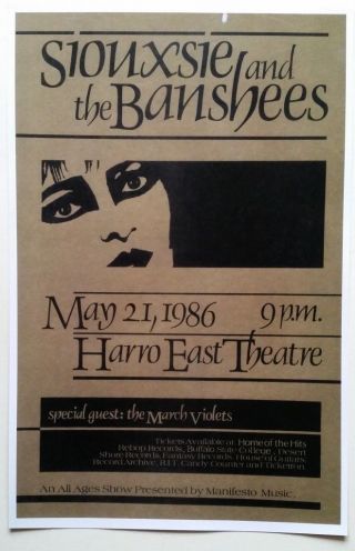 Siouxsie & The Banshees Concert Poster Print 1986 Rochester Ny Goth