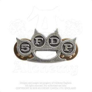 Alchemy Rocks - Five Finger Death Punch - Knuckle Duster Pewter Metal Pin Badge