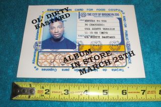 Ol Dirty Bastard Promo Sticker For Return To The 36 Chambers 12” Lp/wu - Tang Clan