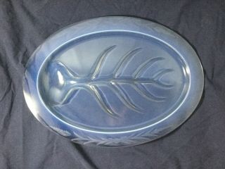Fry Glass Foval Opalescent Meat Tray Tree Of Life Etched Rim Large Oval 14 - 7/8