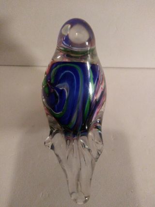 Joe St Clair Art Glass Multicolored Bird Paperweight Piece 2