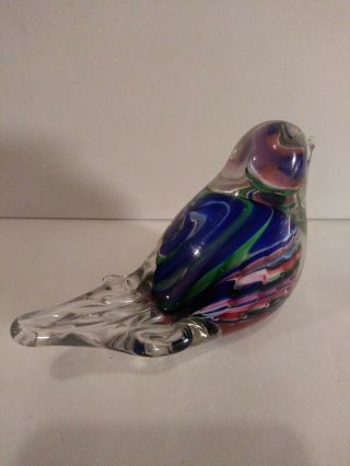 Joe St Clair Art Glass Multicolored Bird Paperweight Piece 3