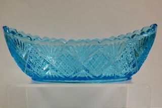 Antique Davidson Blue Pressed Glass Boat Dishes 2