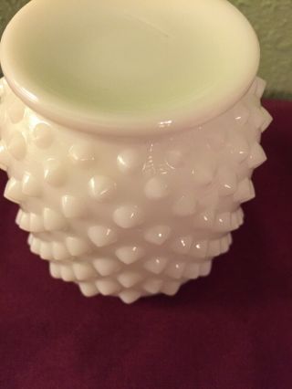 Vintage Fenton Hobnail Milk Glass Covered Jam/Jelly Jar with Spoon 4