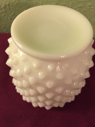 Vintage Fenton Hobnail Milk Glass Covered Jam/Jelly Jar with Spoon 5