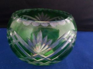 Fifth Ave Crystal Ltd Tealites Handcut Green Color Votive Candle Holder 2 1/2 " H