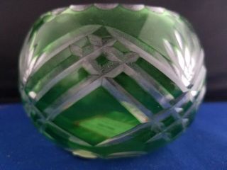 Fifth Ave Crystal LTD Tealites Handcut Green Color Votive Candle holder 2 1/2 