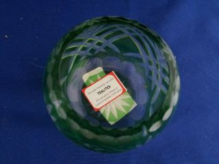 Fifth Ave Crystal LTD Tealites Handcut Green Color Votive Candle holder 2 1/2 
