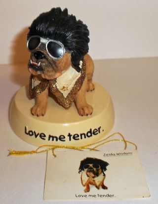 Zelda Wisdom " Love Me Tender " Figurine 4776 Elvis Presley Bulldog