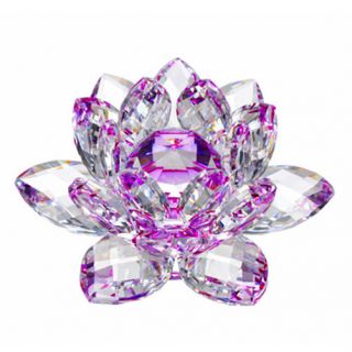 4 Inch Purple Hue Reflection Crystal Lotus Flower With Gift Box