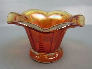 Sowerby (?) Towers Marigold Foreign Carnival Glass Ruffled Hat Vase 6451