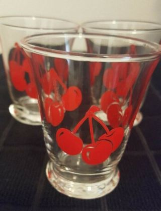 Vintage Cherry Juice Glasses Set Of 3 1950 