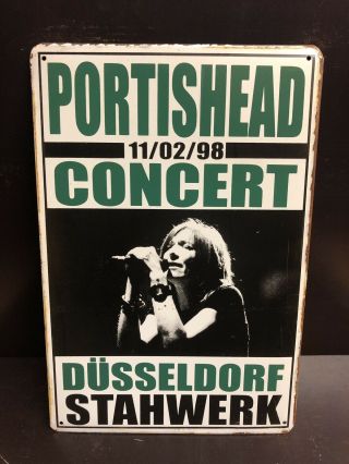 Portishead DÜsseldorf 1998 Concert Poster Vintage Small Metal Sign 20x30 Cm