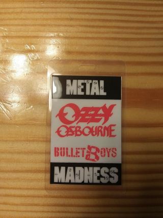 Ozzy Osbourne / Bullet Boys 1989 Laminate Backstage Pass Otto Metal Madness Rare