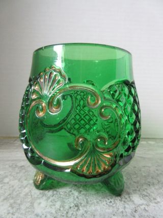 Antique Eapg Riverside Glass Co Croesus Green Footed Spooner