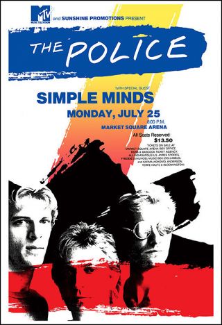 The Police Simple Minds 1983 Concert Poster